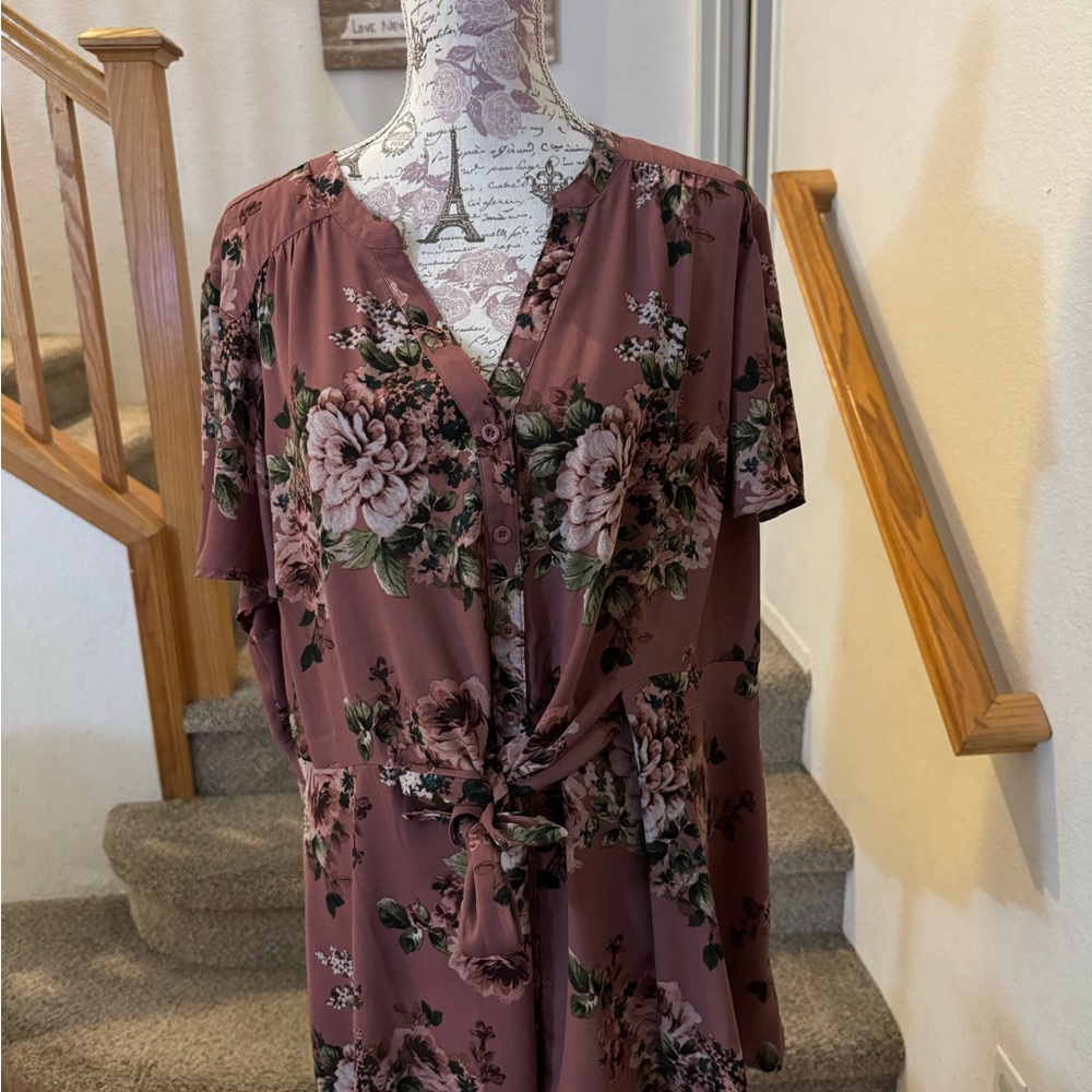 Floral Tie-Front Blouse